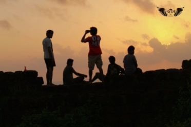 Studying the orientation & behavior of the birds during the sunset..& experiencing one of the best sunsets in India @ Chapora Fort