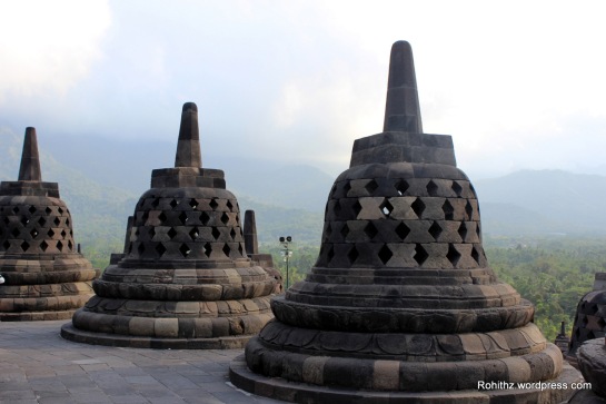 Stupas on the highest level of Borobodur 