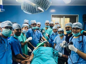 Our Interventional pulmonology team & Anesthesia team in Operation theatre